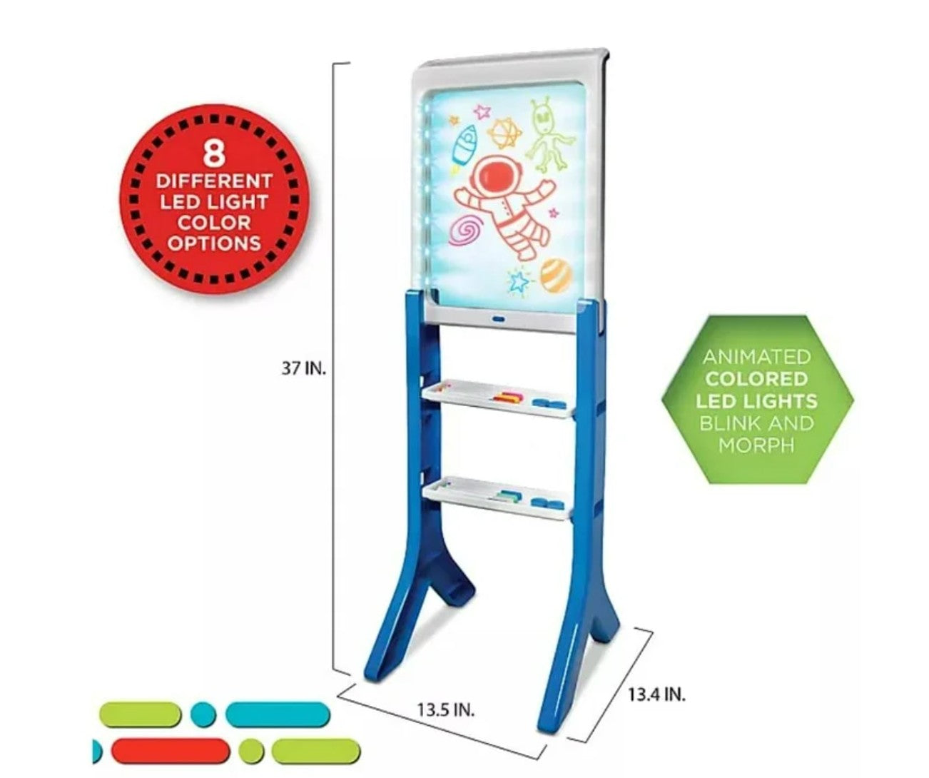 LED Artist Easel with Removable Glow-in-the-Dark Portable Tablet